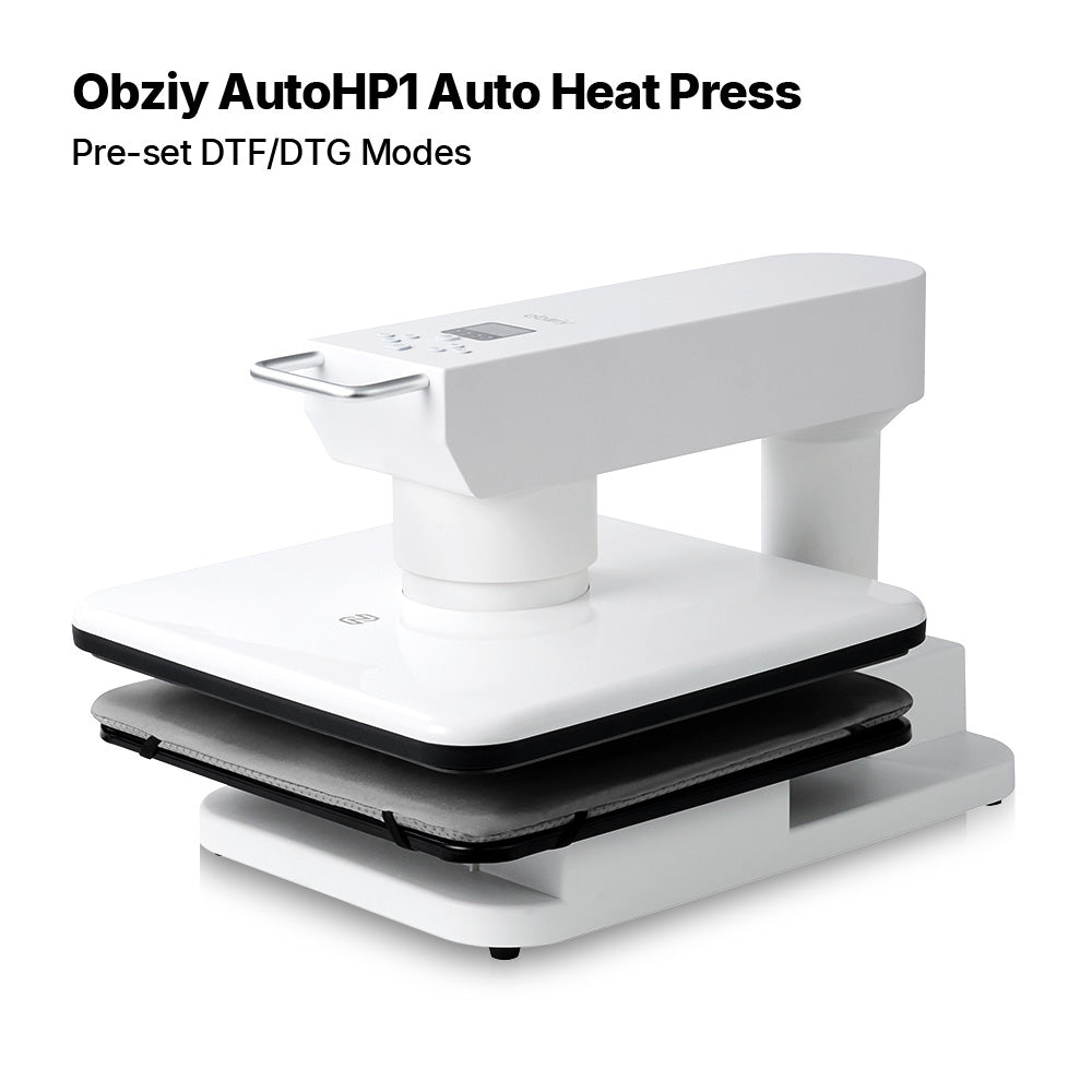 Obziy AutoHP1 Auto Heat Press White 110V:Pre-set DTF/DTG Modes