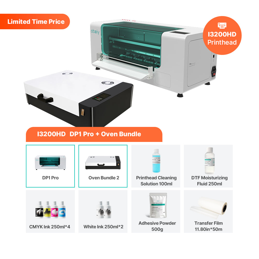 obziy DP1 Series DTF Printer — Maximum print size of 15 inches, resolution up to 3600 DPI.