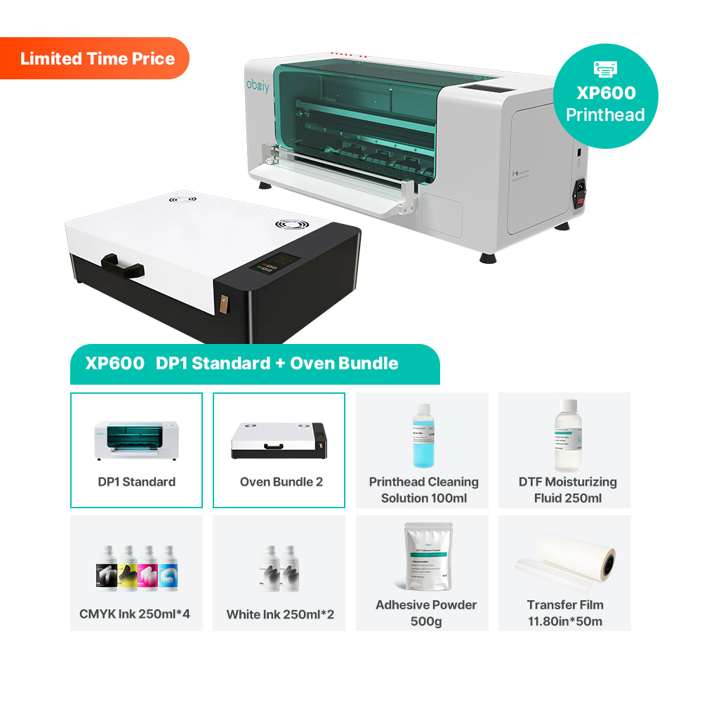 obziy DP1 Series DTF Printer — Maximum print size of 15 inches, resolution up to 3600 DPI.