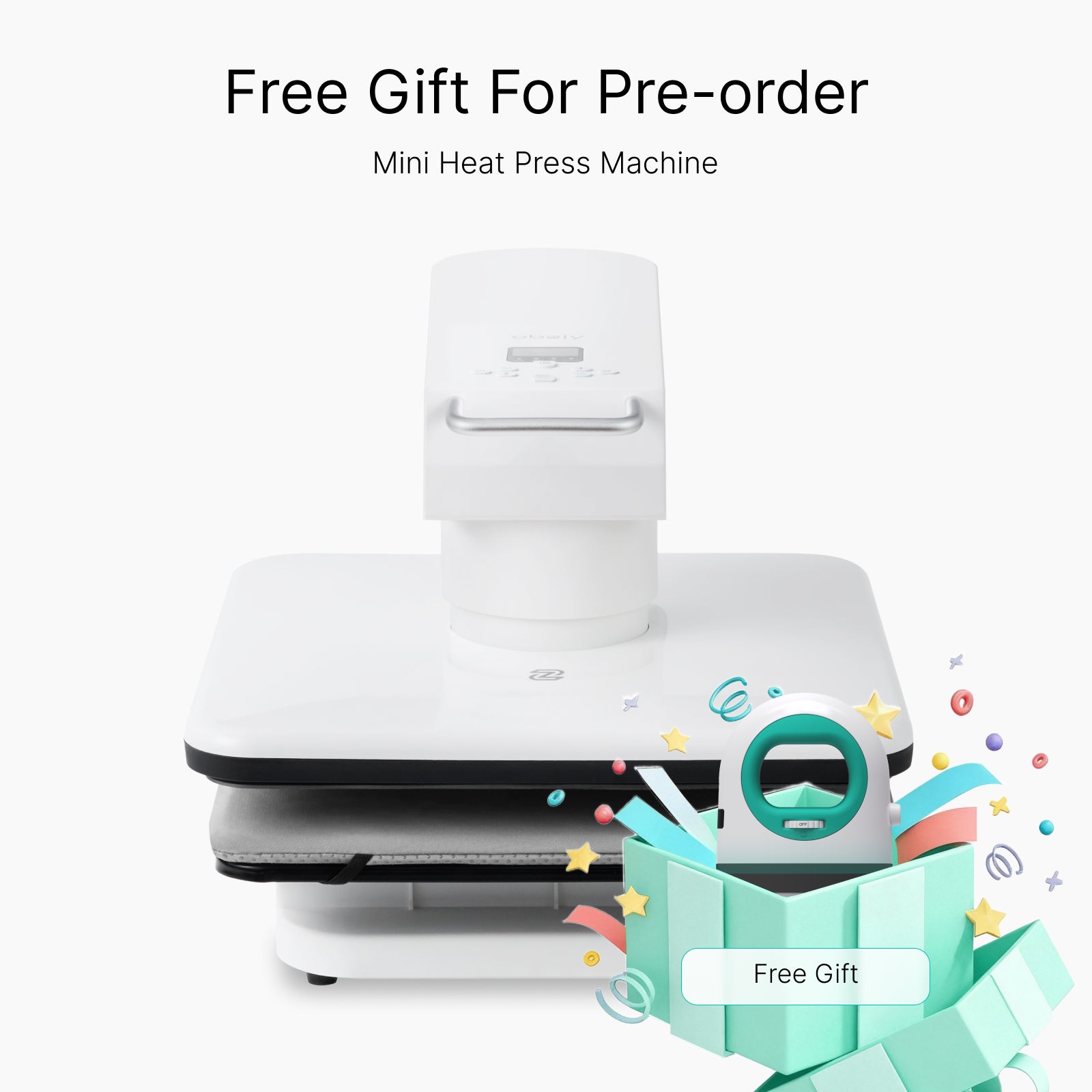 Obziy AutoHP1 Auto Heat Press White 110V:Pre-set DTF/DTG Modes