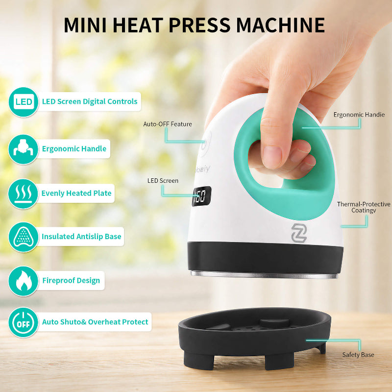 obziy Mini Heat Press Machine for DTF & Sublimation — Portable Iron for Beginners & Small Projects