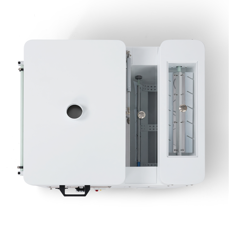 Obziy AutoShake1 DTF Oven with open doors on a white background