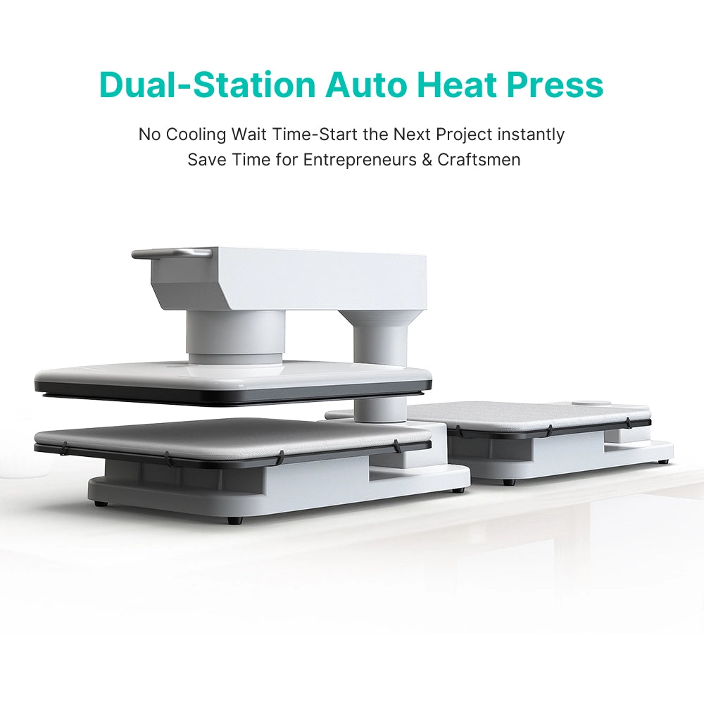 Obziy auto heat press machine, dual-station DTF transfer press with 360° rotation