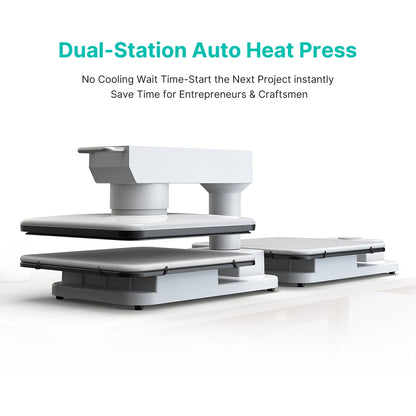 Obziy auto heat press machine, dual-station DTF transfer press with 360° rotation
