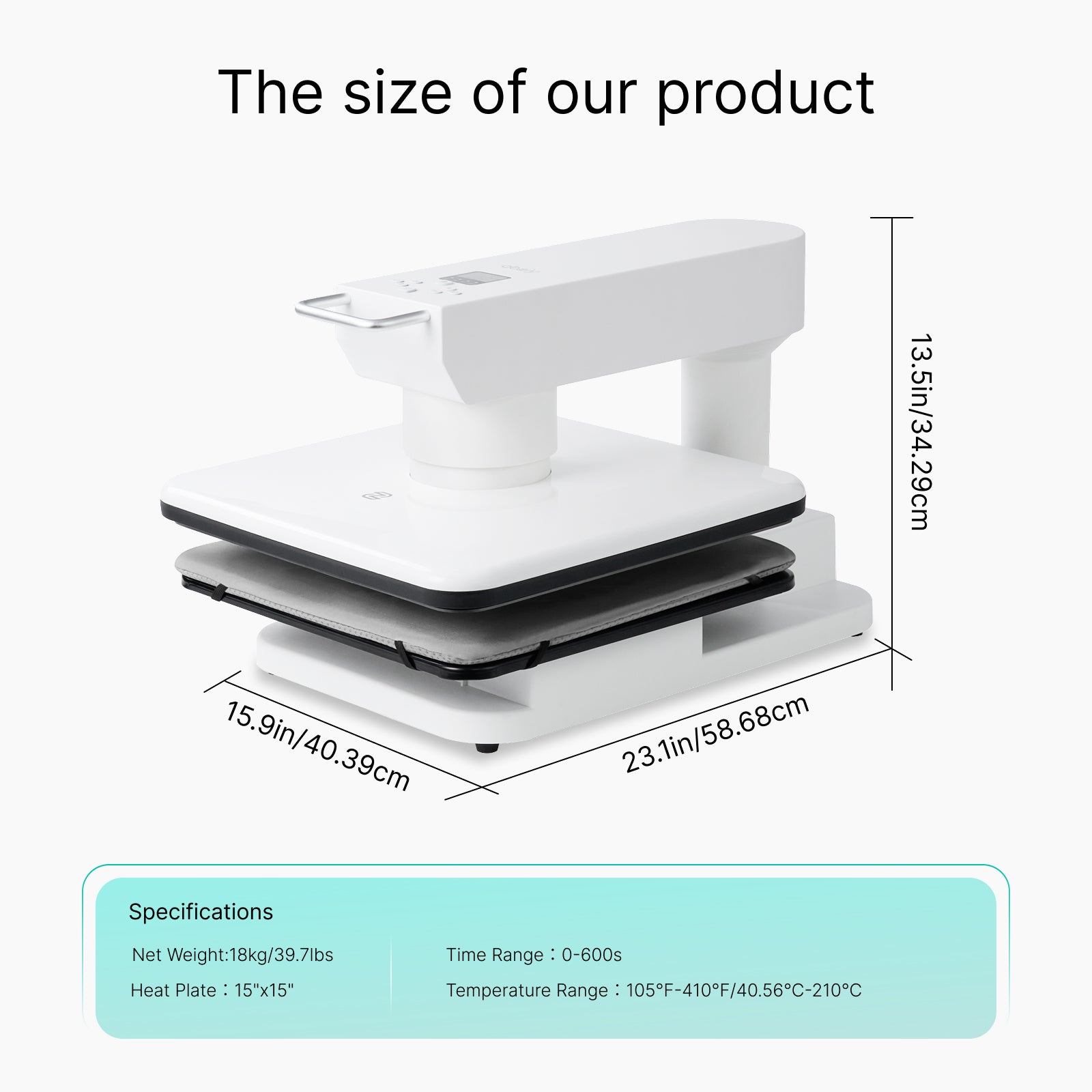 Obziy AutoHP1 Auto Heat Press White 110V：Pre-set DTF/DTG Modes