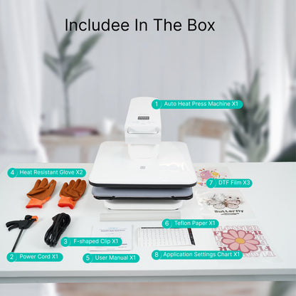 Obziy AutoHP1 Auto Heat Press White 110V：Pre-set DTF/DTG Modes