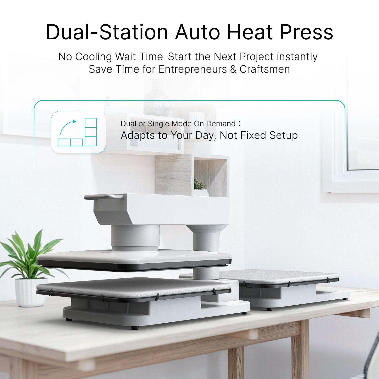 Obziy AutoHP1 Auto Heat Press White 110V：Pre-set DTF/DTG Modes