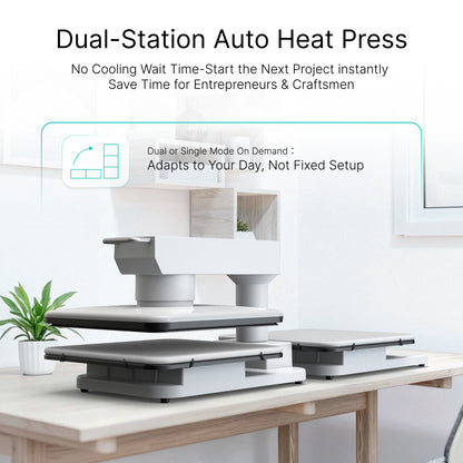 Obziy AutoHP1 Auto Heat Press White 110V：Pre-set DTF/DTG Modes