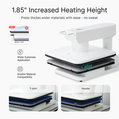 Obziy AutoHP1 Auto Heat Press White 110V：Pre-set DTF/DTG Modes