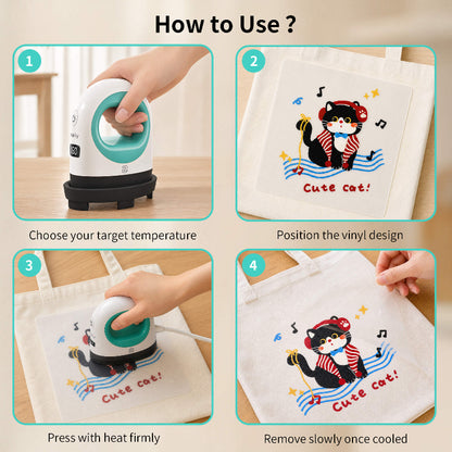 obziy Mini Heat Press Machine for DTF & Sublimation — Portable Iron for Beginners & Small Projects