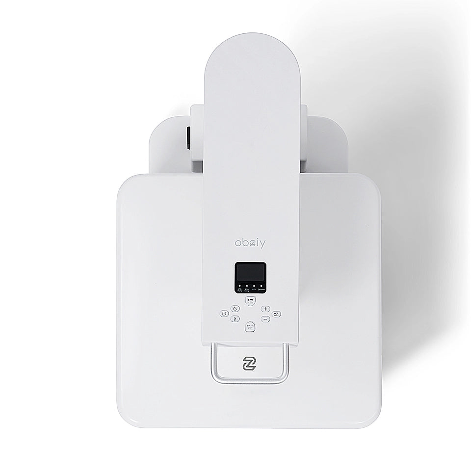 Top-down view of the Obziy AutoHP1 Auto Heat Press control panel and digital display.