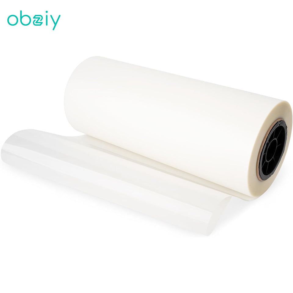 Roll of Obziy DTF white paper on a white background